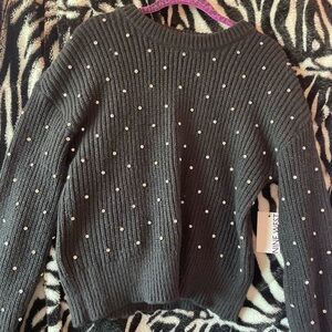 Nine West Black Sweater with bling Details